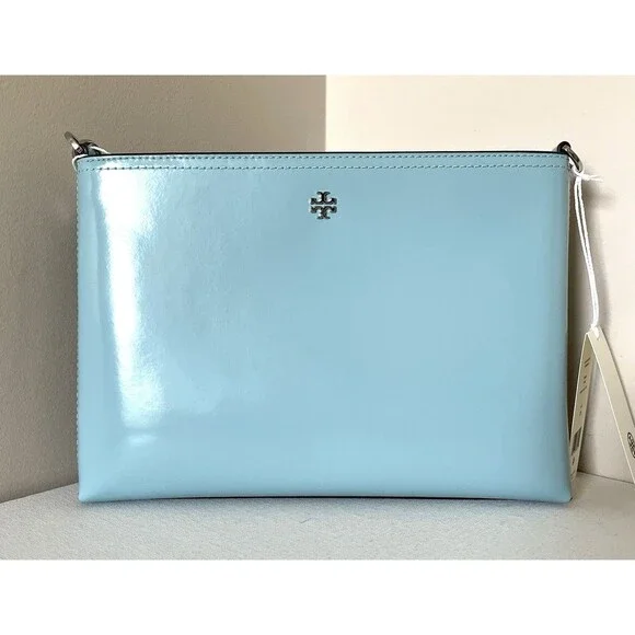 New Tory Burch Blake Patent Swingpack Crossbody Leather Angel Blue - Picture 5 of 6